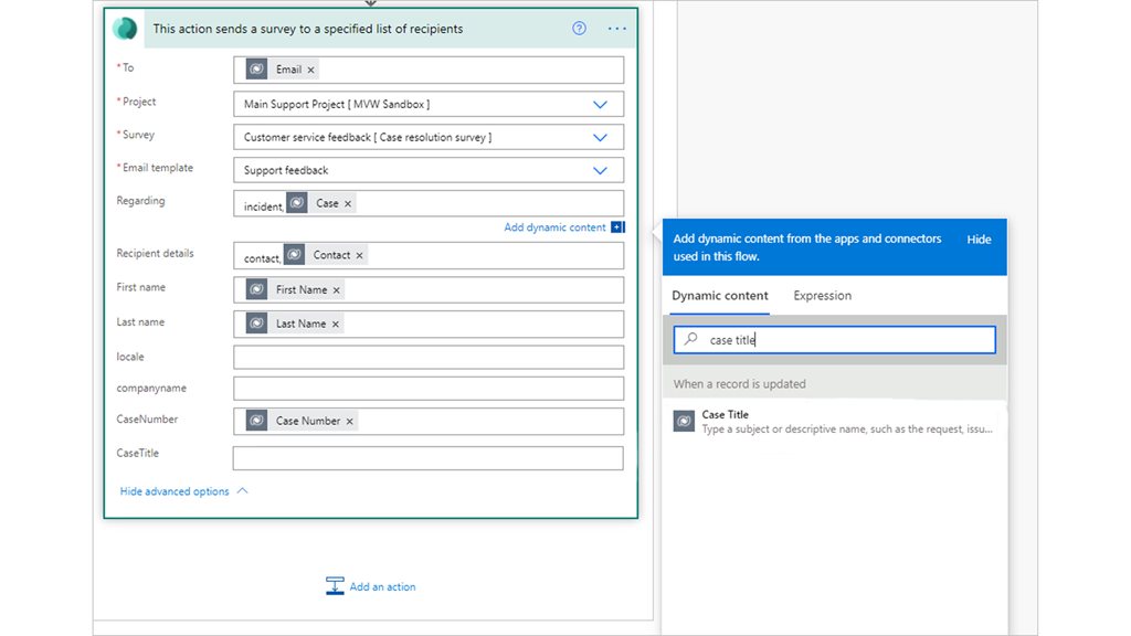 Use flows from Power Automate that might be required as triggers or receptors of data for any survey.